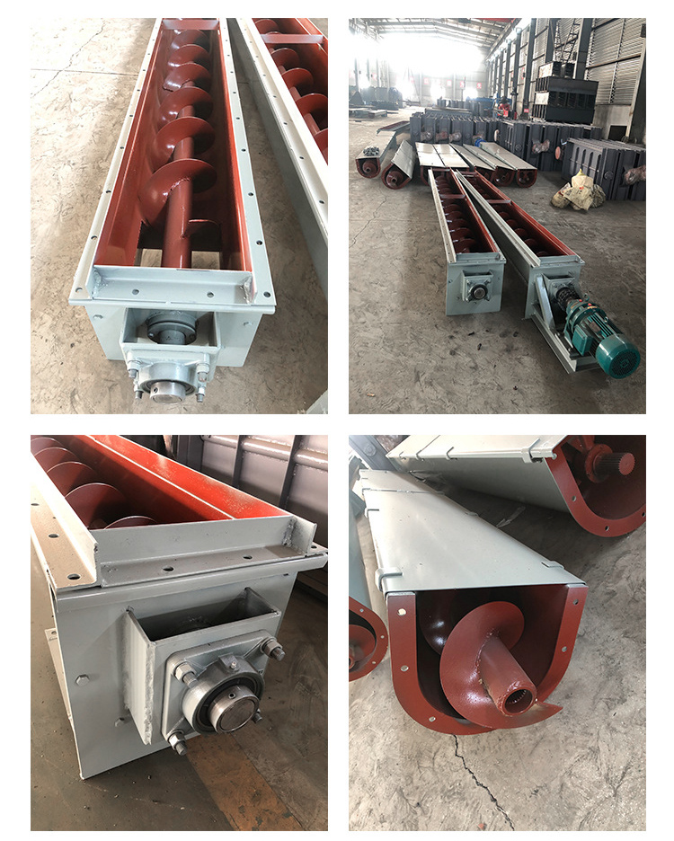 U型螺旋輸送機(jī)細(xì)節(jié)展示，采用不銹鋼材質(zhì)，輸送穩(wěn)定